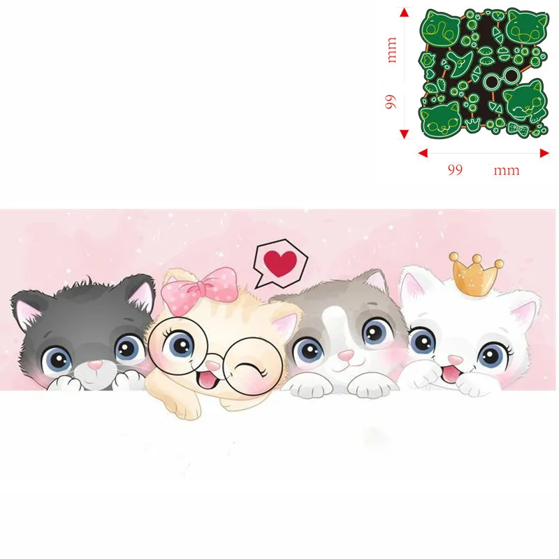 

Металлические Вырубные штампы животные кошка Счастливого Дня Святого Валентина Скрапбукинг искусственное тиснение