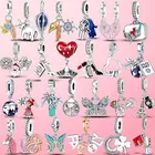 Женский серебряный браслет Pandora, серебряный браслет с подвесками в виде дерева, мамы, сердца, кота, звезды, 2022