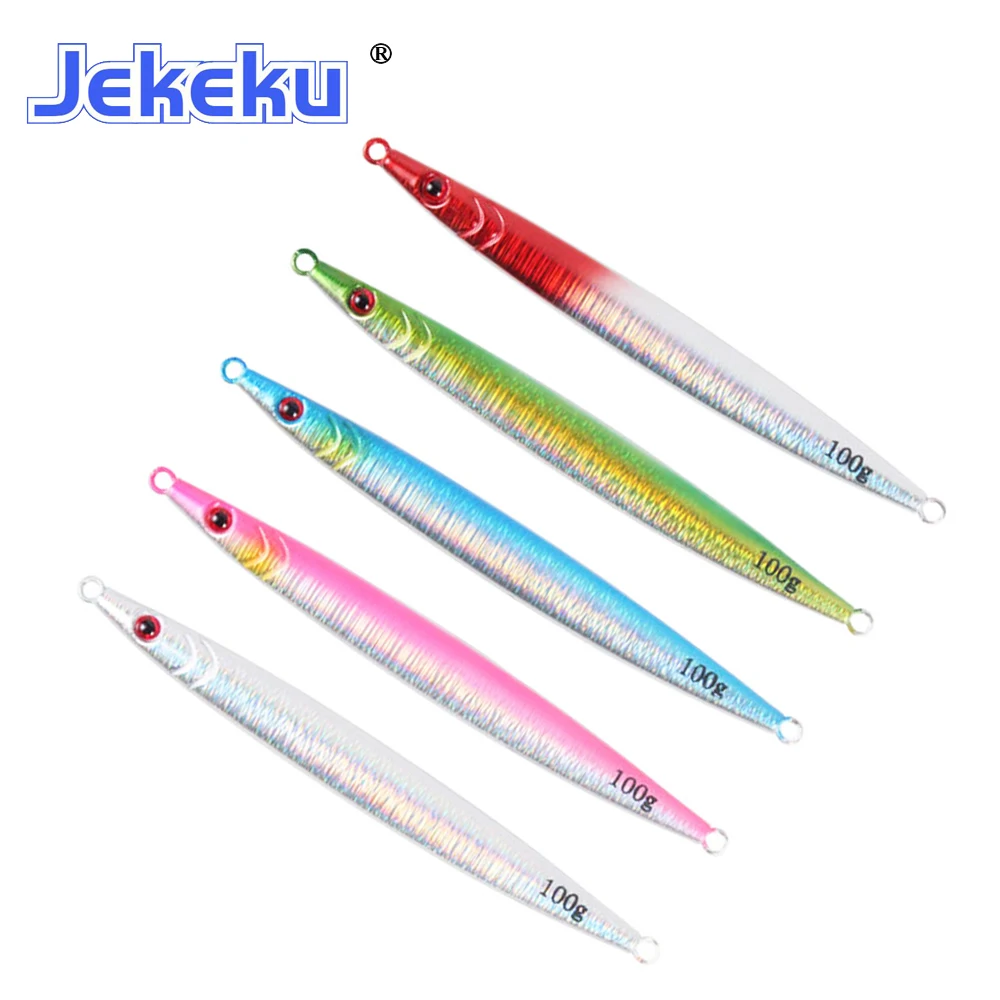 

JEKEKU NEW 1pc 60g/80g/100g Slow Sinking Metal Jigging Shore Casting Fishing Lure Saltwater Ephemera Pesca Jig