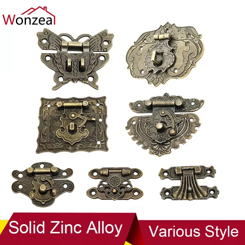 

Hasp Antique Bronzed Vintage Style Decorate Brass Box Buckle Latch Jewelry Chest Gift Wine Wooden Hook Lock Furniture Hardware