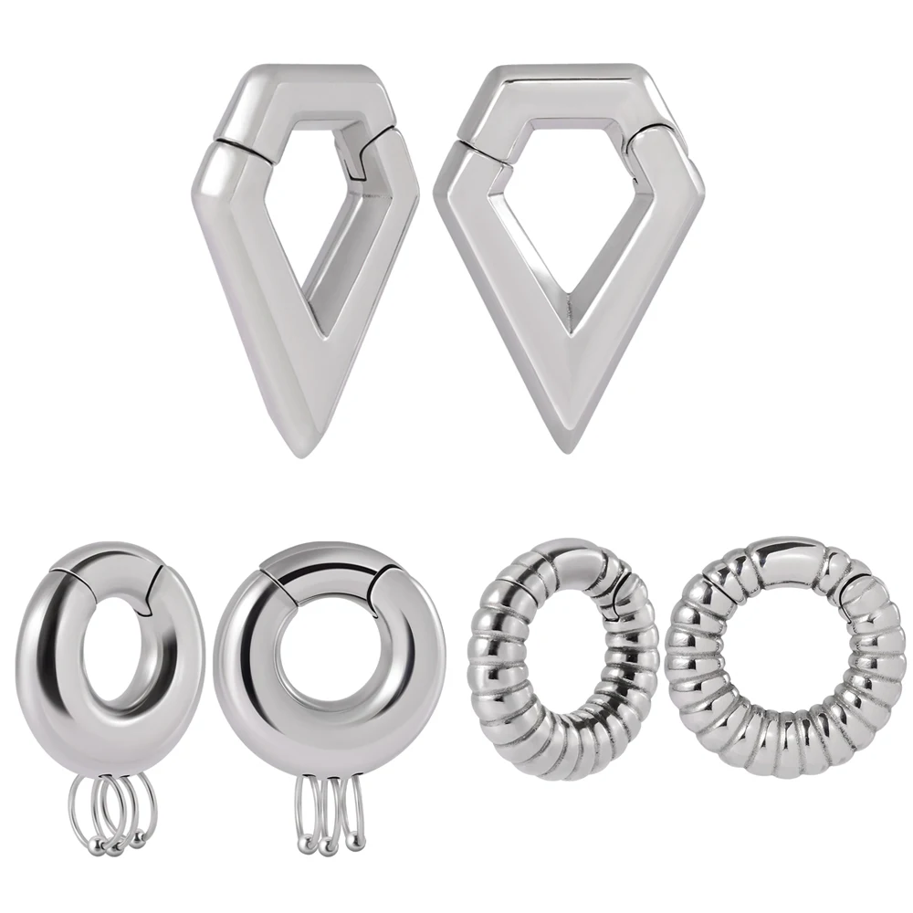 

1PC Stainless Steel Popular Magnetic Circle Hinge Heavy Ear Weight Large Gauges Stretched Lobe Earring Expanders Stretchers