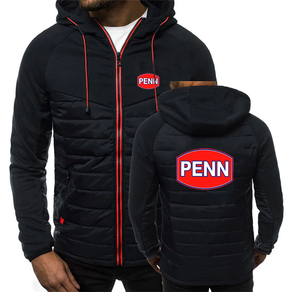 

Penn Fishing Reel 2023 Men's New Patchwork Cotton Jackets Fashion Zip Hoodies Thicken Padded Coats Casual Harajuku Outerwear Top