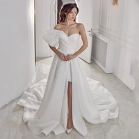 eightree sexy wedding dresses one shoulder high split bride dress 2022 white sweep train princess wedding evening gown plus size