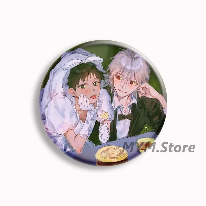 Фото Аниме Kaworu Nagisa x Ikari Shinji Fanart, мягкая кнопка, булавка из ЭВА, персонаж мультфильма, брошь, значок, сумка, декор, фанаты, друзья, подарки №4