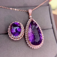 natural amethyst set 925 sterling silver amethyst ring pendant earings fashion jewelry 2022 set whole sale