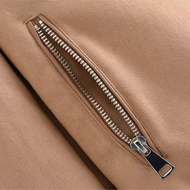 2023 Winter Women Fashion Vintage Suede Thick Faux Leather Coat Female Casual Warm Lamb Wool Biker Outwear Female