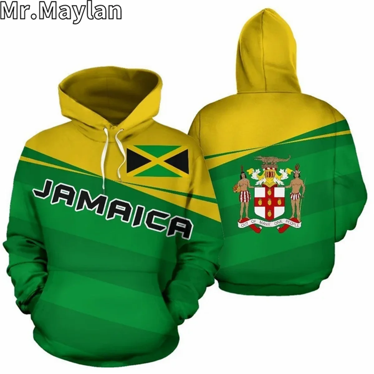 

Худи в стиле унисекс с 3D-принтом флага страны Ямайки, Мужская толстовка, уличный пуловер на молнии, Повседневная Женская куртка