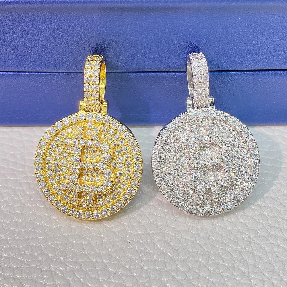 Bling Bitcoin Moissanite Pendant Necklaces For Men S925 Silver Real Diamond Necklace Women Jewelry Pass Tester With GRA