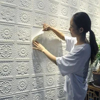 3d self adhesive foam flower texture wallpaper waterproof and anti collision diy wallpaper home furnishing room decoration