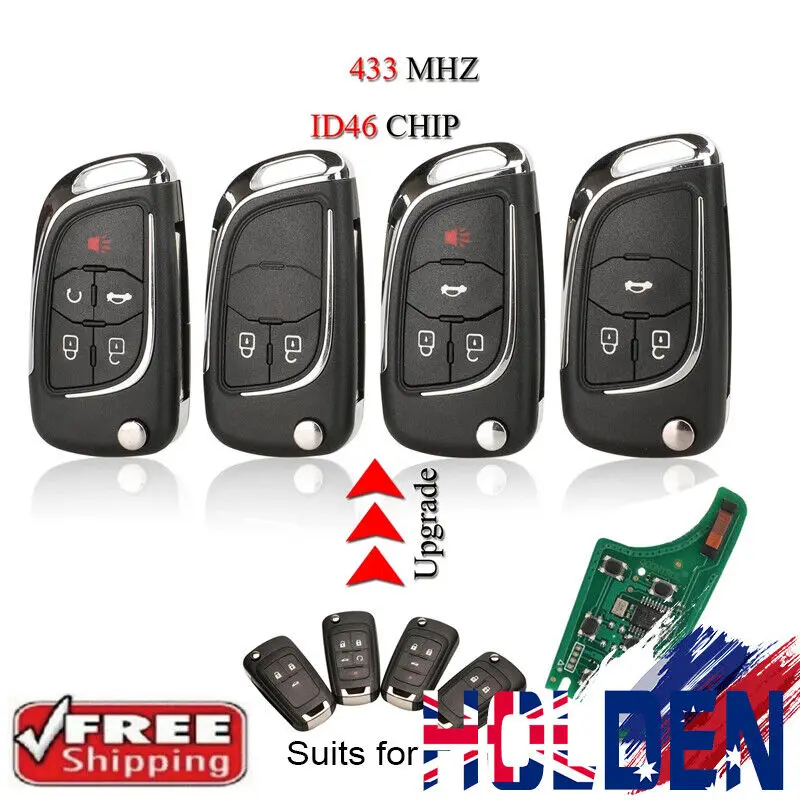 Запасной дистанционный ключ KEYECU 2B/3B/4B/5B для Holden, командор VF, Cruze, Barina 2009-2014, 315 МГц, 433 МГц, чип ID46