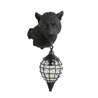 Resin Black Panther Wall Lamp Retro Bar Wall Sconce Light Fixtures for Living Room Bedroom Industrial Lamp Home Decor Led Lights