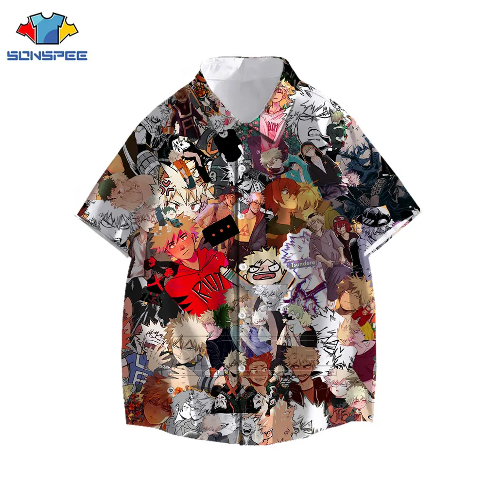 

Рубашка с рисунком героев аниме Моя геройская академия, крутая футболка Bakugou Todoroki, топы с коротким рукавом, Повседневная пляжная блузка для ...