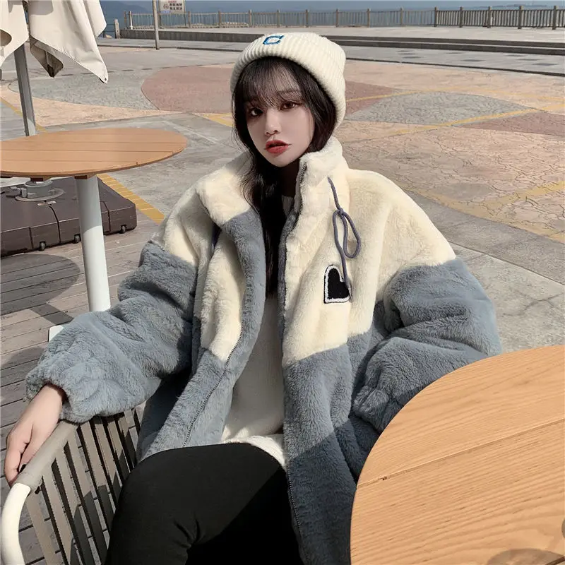 

Kawaii Sweatshirt Woman Coats 2022 Autumn Winter Korean Fashion Y2k Zip Up Hoodie Vintage Pink Blue Cute Heart Embroidery Tops