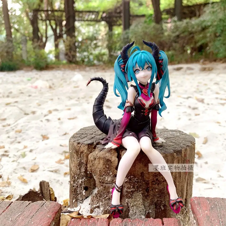 

14cm Anime Hatsune Miku Action Figure Kawaii Little Devil Ver Figurine Girls Collectable Pvc Model Seated Desktop Ornament Doll