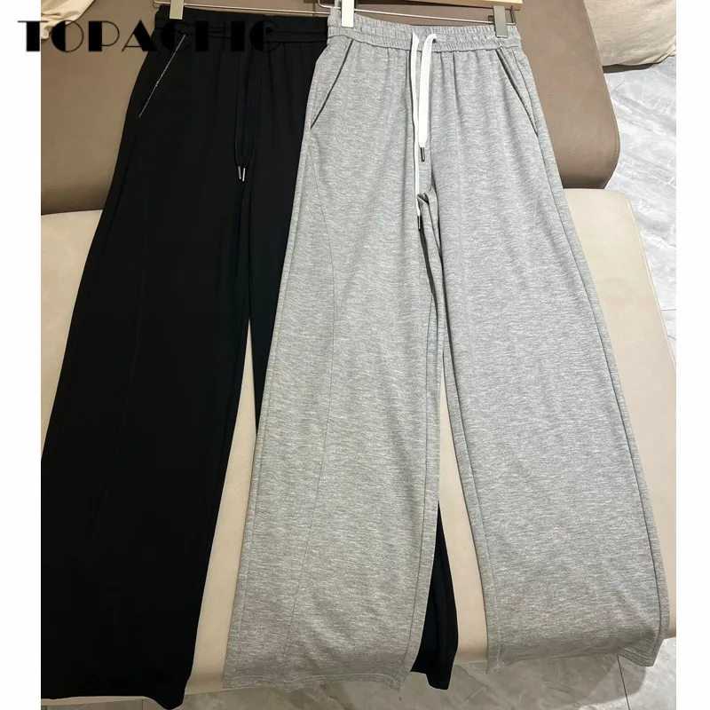 

6.27 High Quality Women Chain Pocket Decoration Drawstring Thin Comfortable Wide Leg Casual Pants