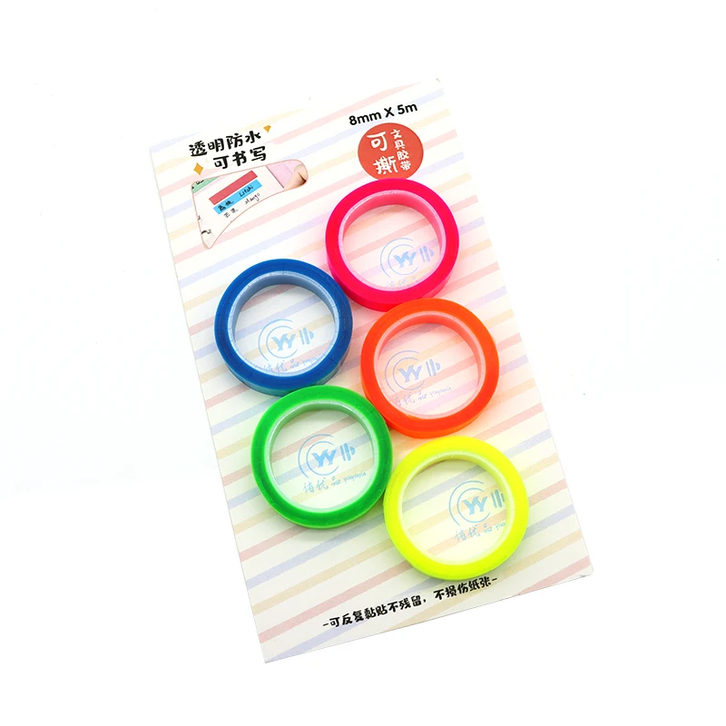 

Прозрачные флуоресцентные наклейки 5 рулонов 5 цветов