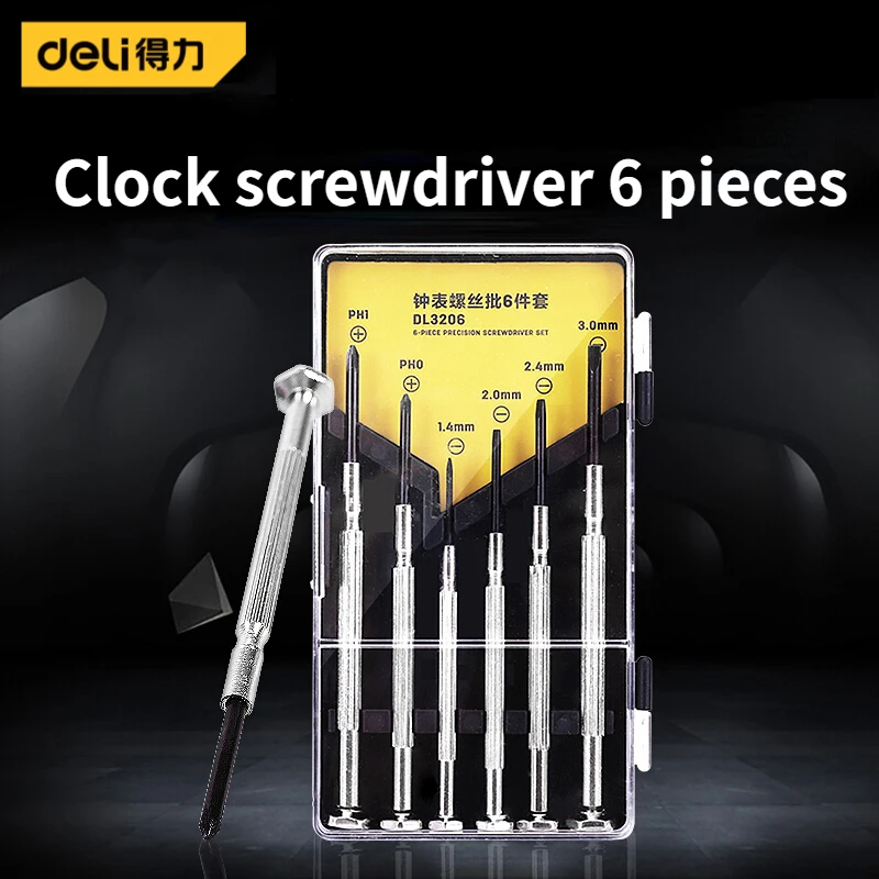 

deli For Watch Glasses Mobile phone Computer Precision Multifunction Slotted Phillips one word Bits Small Screwdriver 6pcs set