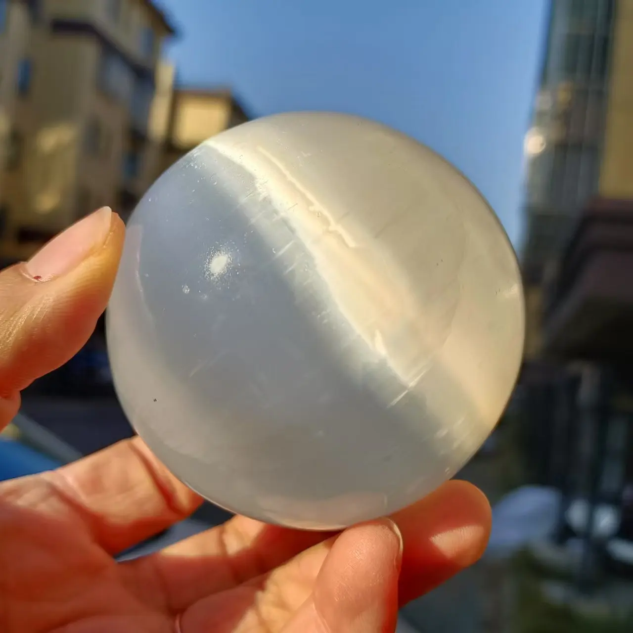 Natural White Transparent Selenate Ball, Quartz Crystal Transparent ...