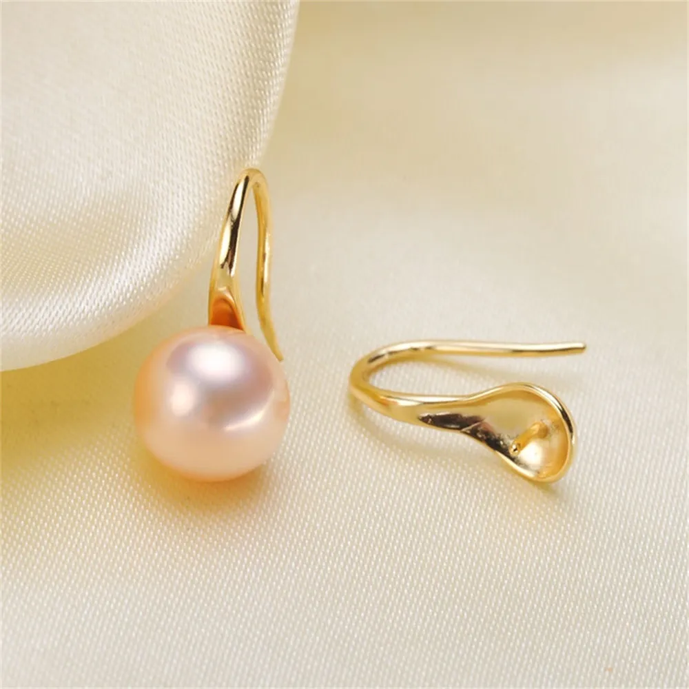 

pearl earrings diy accessories empty holder 925 silver suitable for inlaying 7-10mm round flat round pearls