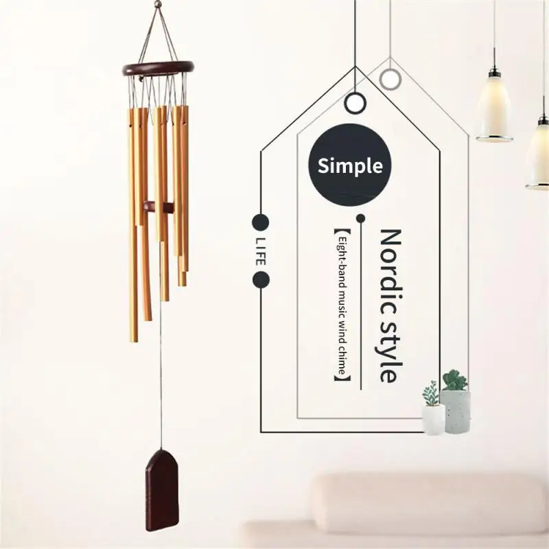 

Good Wishes Pendant Rustic Wonderful Tone Aeolian Bells Creative Idea Metal Pipe Wind Chime Home Decor With 6 Aluminum Tubes