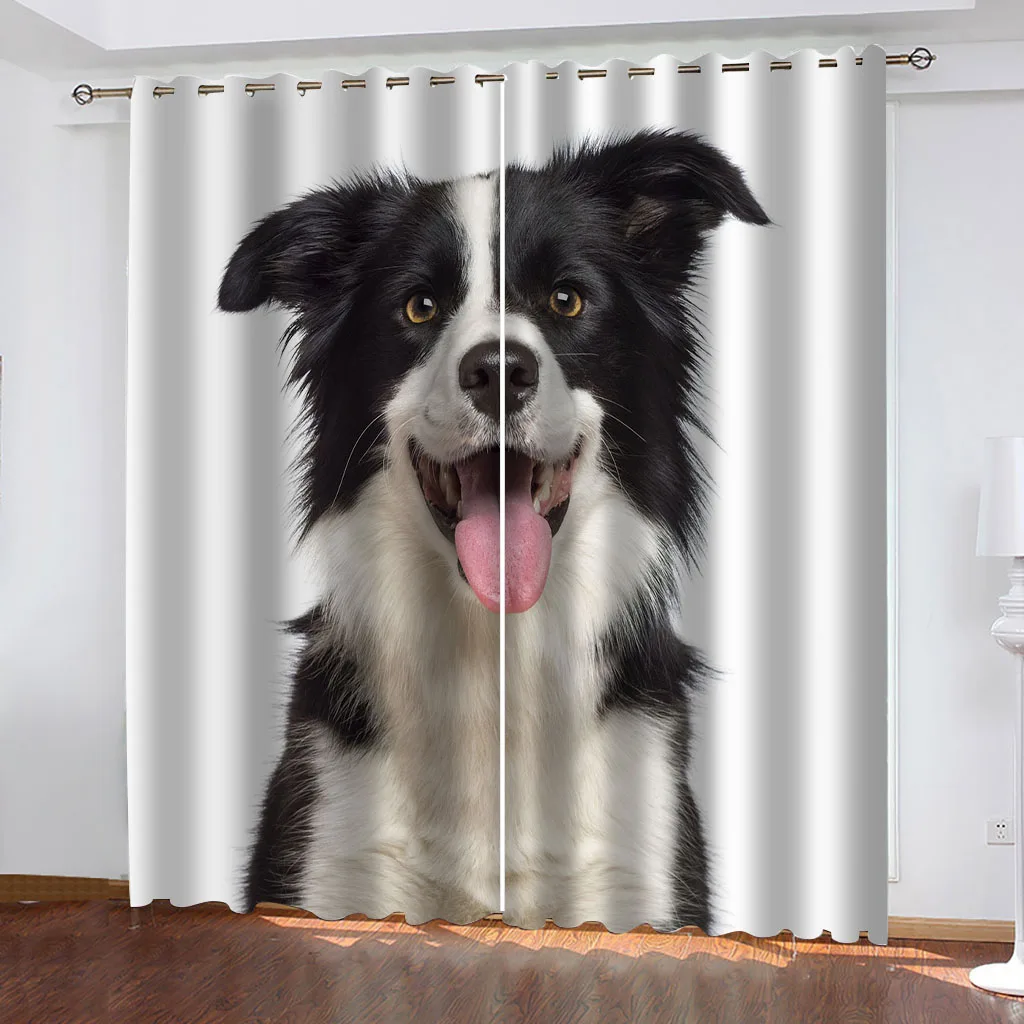 Customized Blackout Curtain Animal Dog Prints Curtains 2 Panel Living Room Bedroom Home Decor Den Children'S Free De