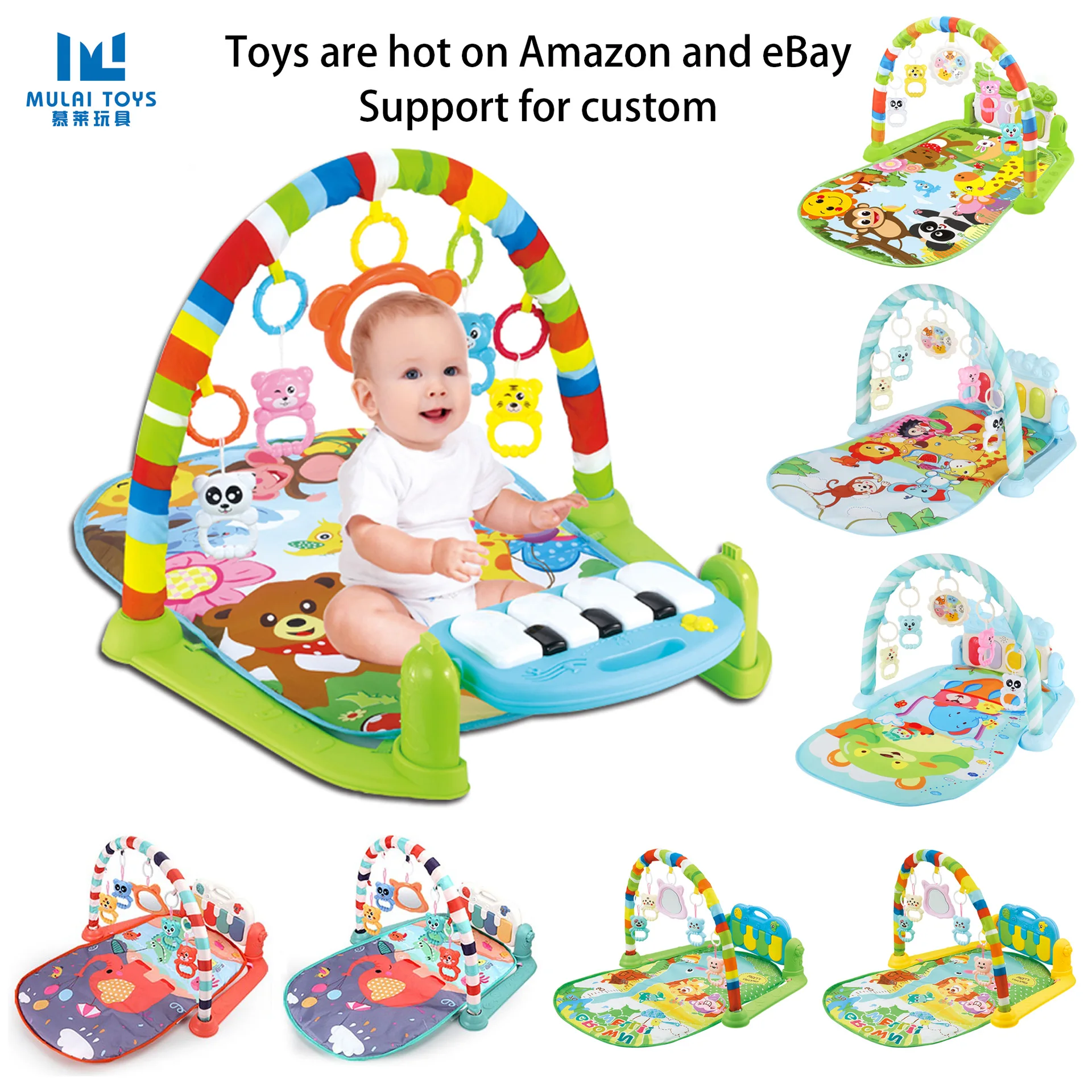 2022 New Baby Round Music Pedal Piano Fitness Rack 0-12 Months Baby Crawling Mat Baby Fitness Rack Toy Baby Play Mat