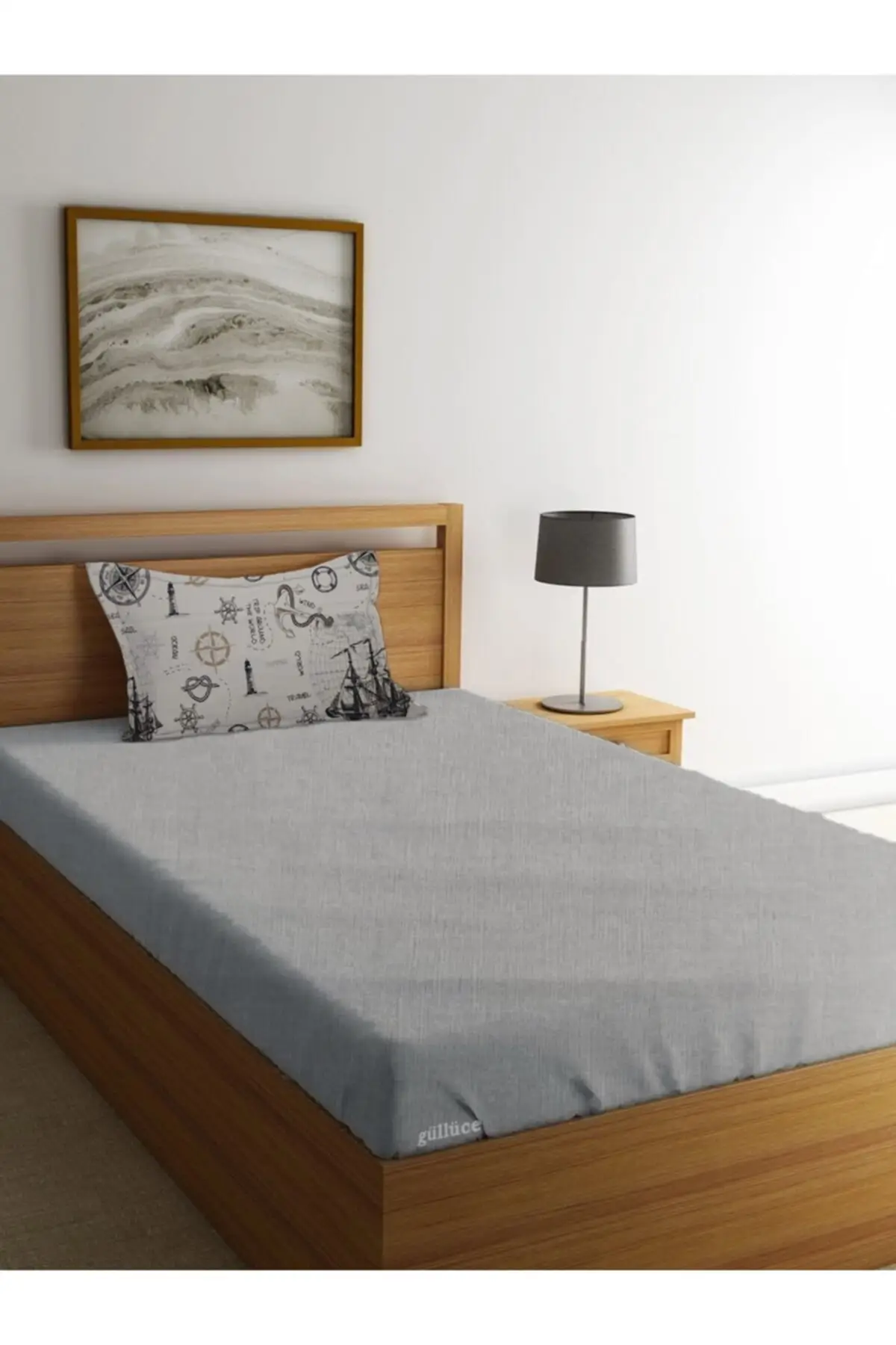 

Простыня и наволочка из хлопка и полиэстера, 100x200, серого цвета