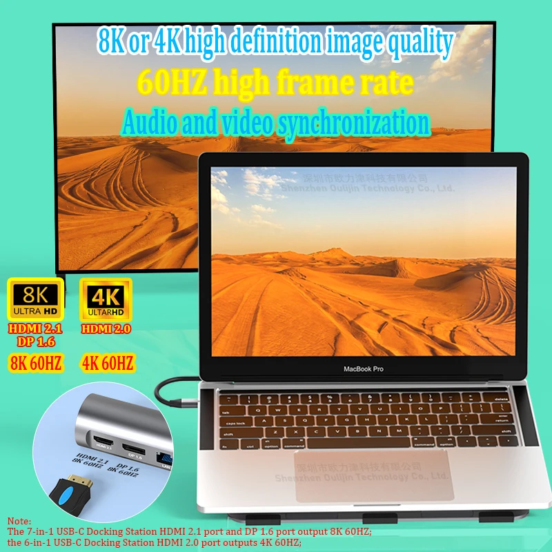 Подставка для ноутбука Multi USB 3.2 Gen2 10 ГБ/с Передача данных HDMI DP 8K 60 Гц Gigabit Ethernet MST USB-C