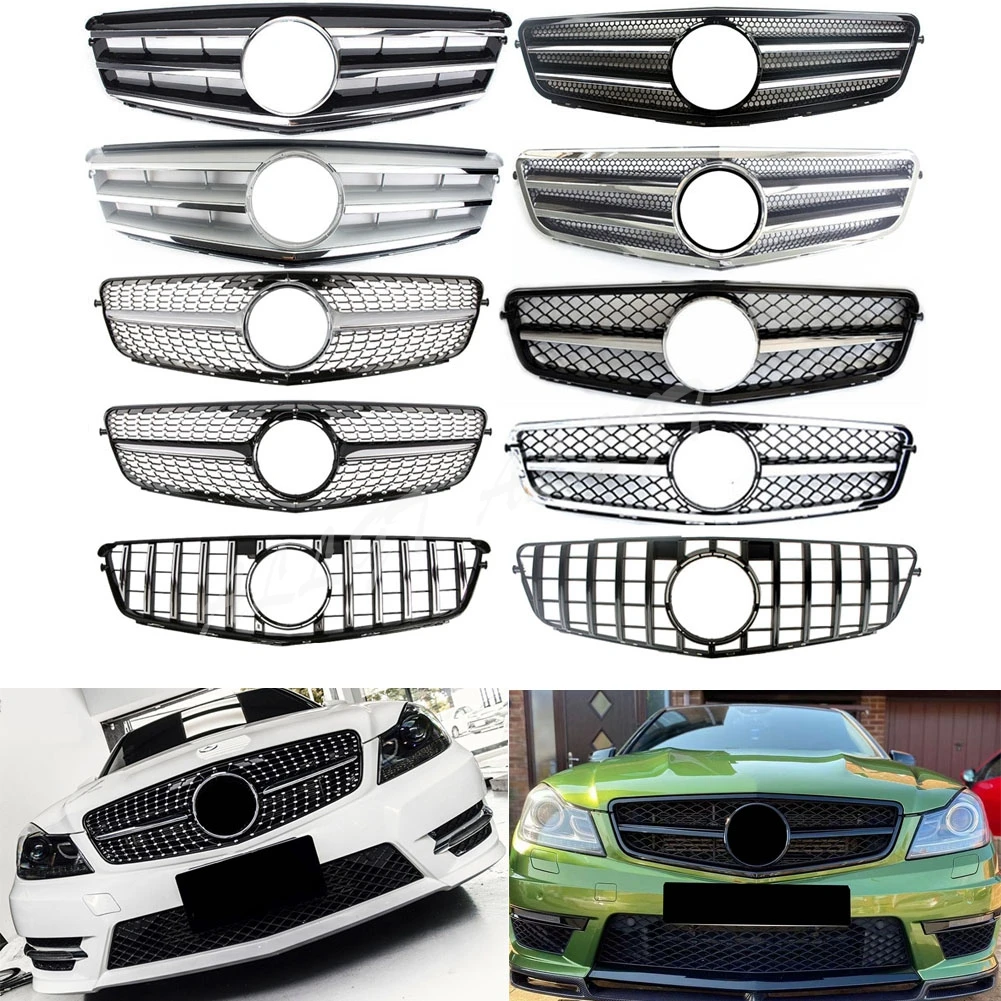 

Бампер для передней решетки автомобиля для Mercedes Benz W204 ClassC C200 300 350 2008 2009 2010 2011 2012 2013 2014 AMG, Алмазная решетка GT BLK