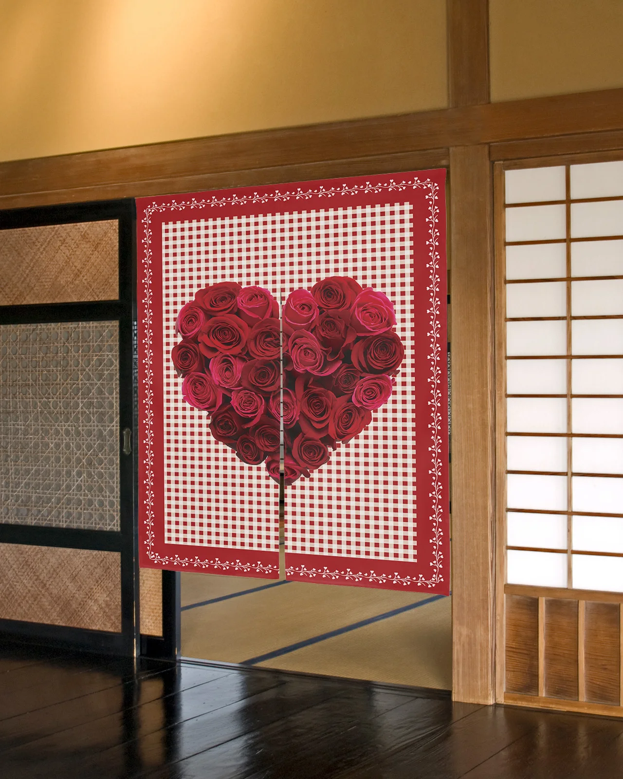 

Занавеска на дверь в японском стиле, в клетку