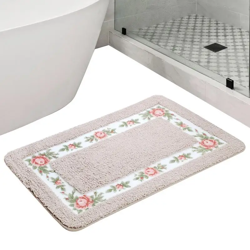 

Rose Carpet Non-Slip Floral Rose Bathroom Mat Rose Doormat Floor Mat Bath Mat Bathroom Shower Rug Bedroom Living Room Carpet