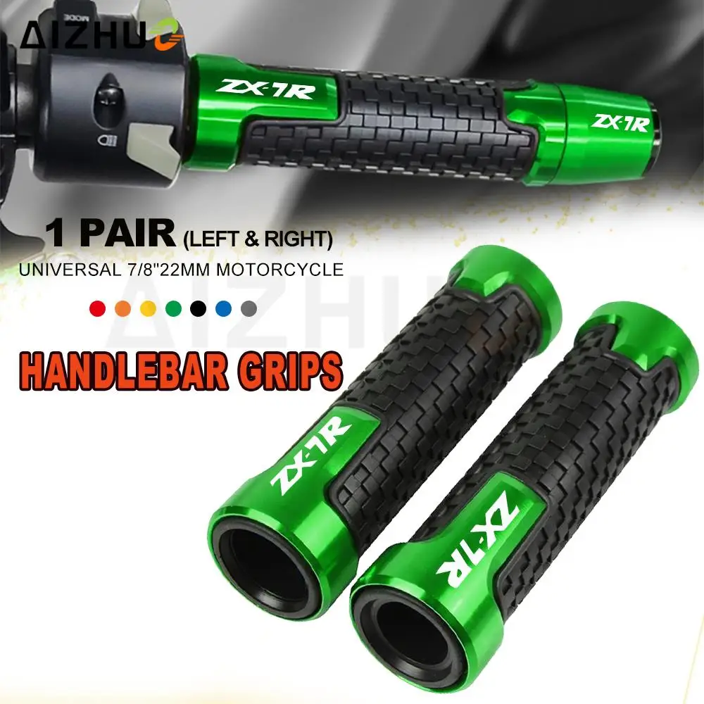

ZX 7R LOGO Motorcycle Grips Aluminum Handlebar Gear Balance Plug Slider 7/8'' 22mm FOR KAWASAKI ZX7R 1989-2003 2002 2001 MOTO