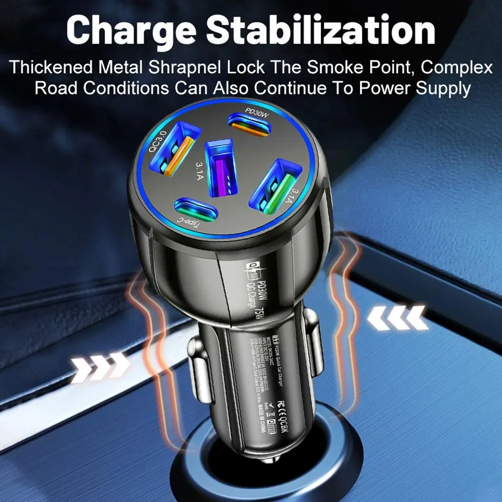 Автомобильное зарядное устройство с 5 Usb-портами и поддержкой быстрой зарядки