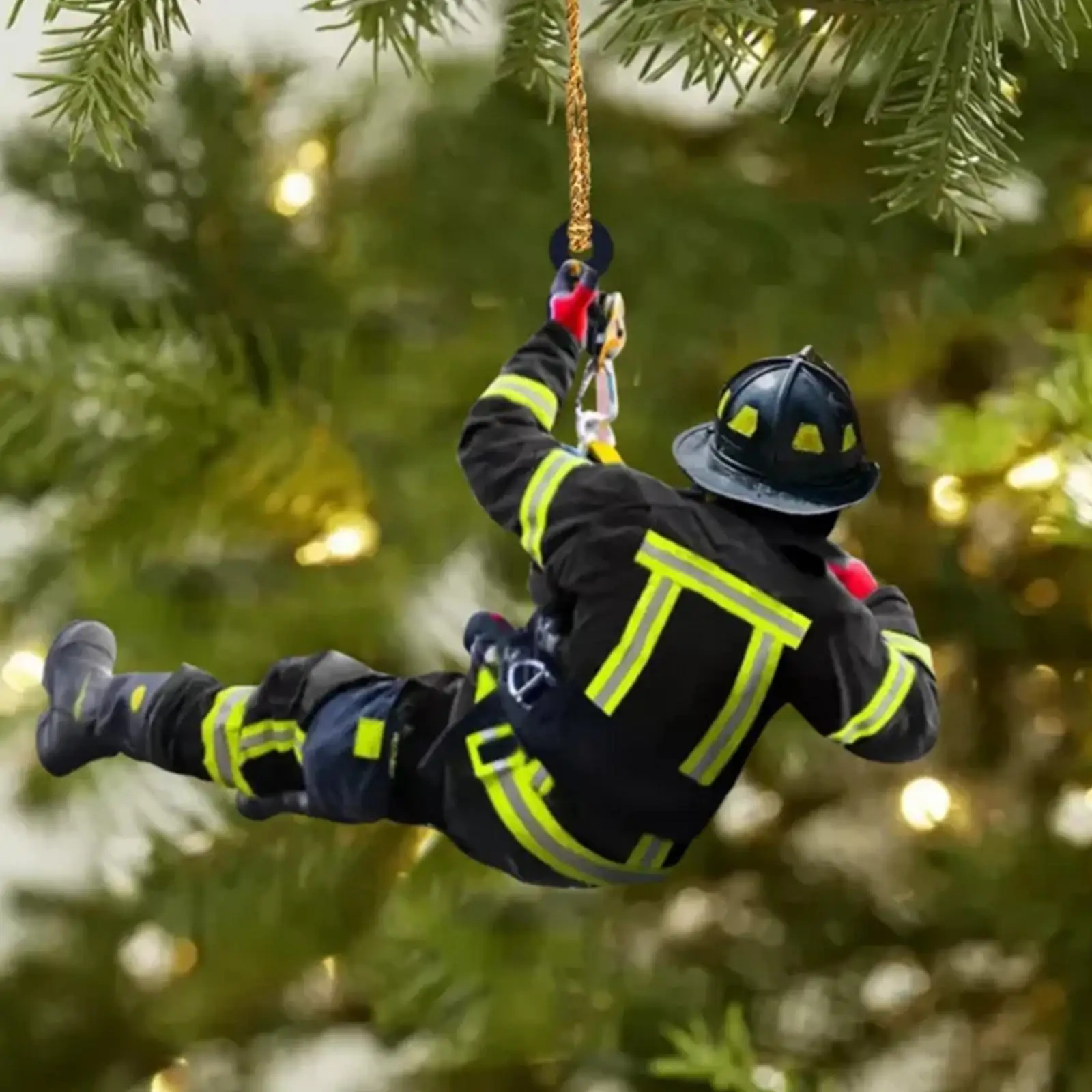 

Fireman Car Pendant Christmas Tree Decor Firefighter Uniform Hanging Ornament For Car Home Xmas Souvenir Gift 2D