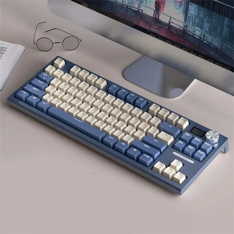 

Беспроводная bluetooth механическая клавиатура RGB светильник, игровая клавиатура PBT, колпачки клавиш, популярная обмена 84 клавишами для ПК, ноутбука, со съемным кабелем