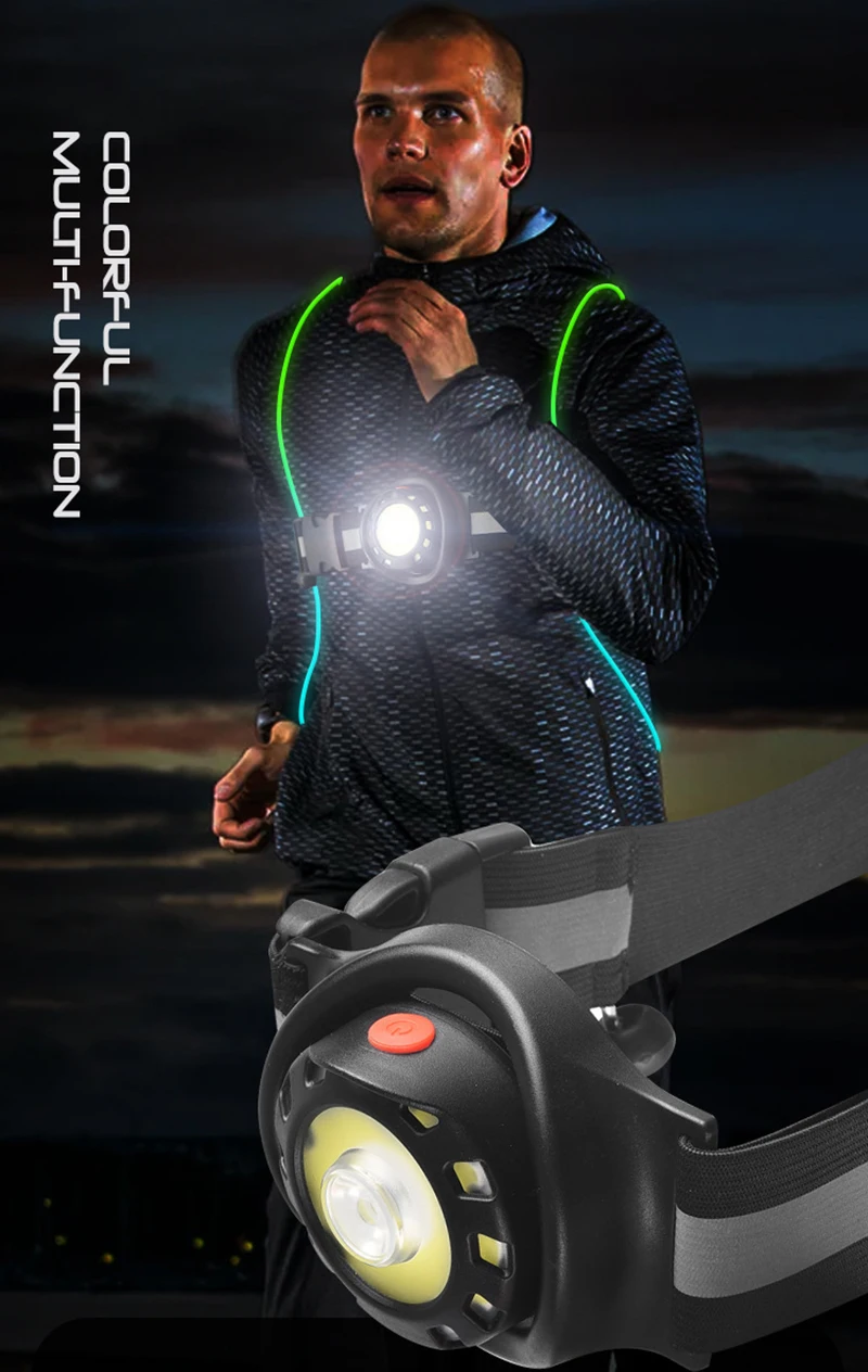 

D2 New Camping Lights Flashlight Led Night Running Sports Outdoor Riding Wearable Light Usb Charging Portable Bright Waterproof