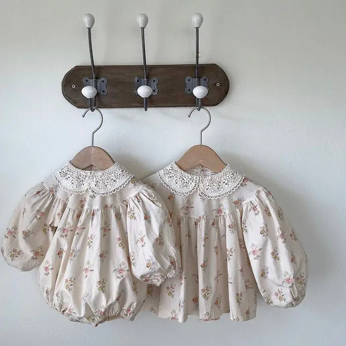 Осенний корейский цветочный цельный кружевной воротник для новорожденных однотонный классический и элегантный простой милый хлопок