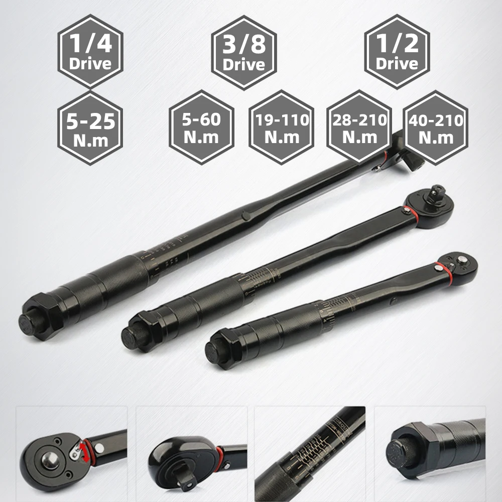 Гаечный ключ с трещоткой, 1/2, 3/8, 1/4, 5-Н. М