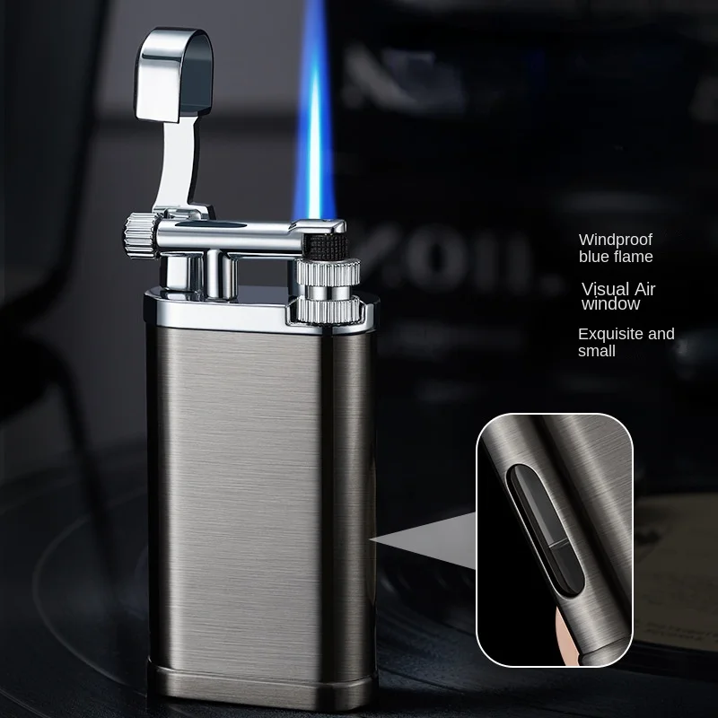 Grinding Wheel Side Hit Torch Lighter Metal Blue Flame Creative Gift Lighter