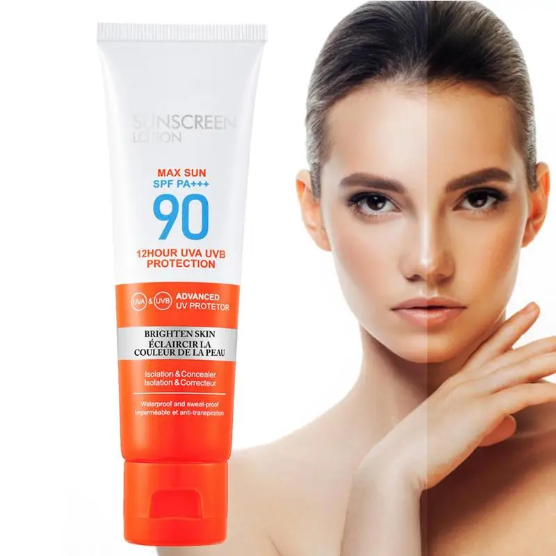 

SPF 90 Sunscreen Cream Long Effect And Waterproof UVA & UVB Sun Protection Cream Oil Free Sun Block Lotion For Face And Body