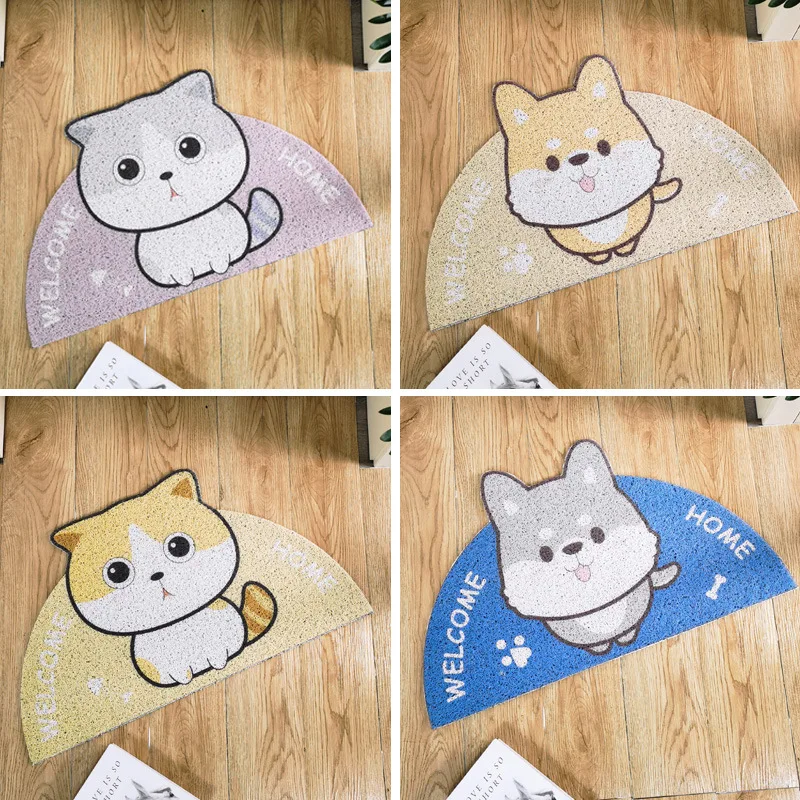 

Cat Dog Rug Super Soft Carpet Modern Living Room Bedroom Antiskid Mat Silk Loop Floor Carpets Decor Rugs Semicircle Doormat