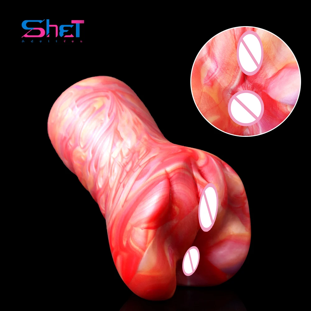 SHET Double Channel Realistic Airplane Cup Soft Silicone Male Masturbation Exercise Sex Products Vacuum Pocket Toy For Men