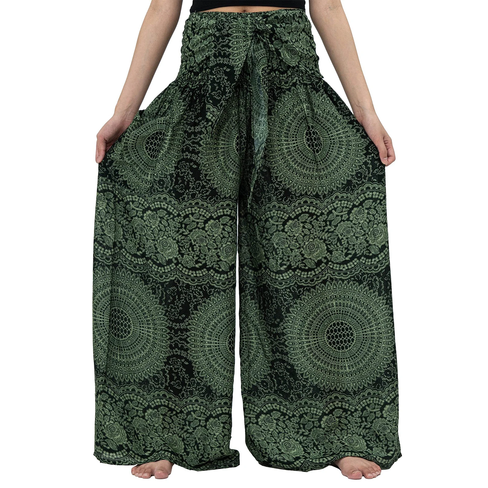 Beach Floral Print Wide Leg Pants Bow Casual Vacation Summer Daily Party Shopping Elastic High Waist Comfortable Soft For Women