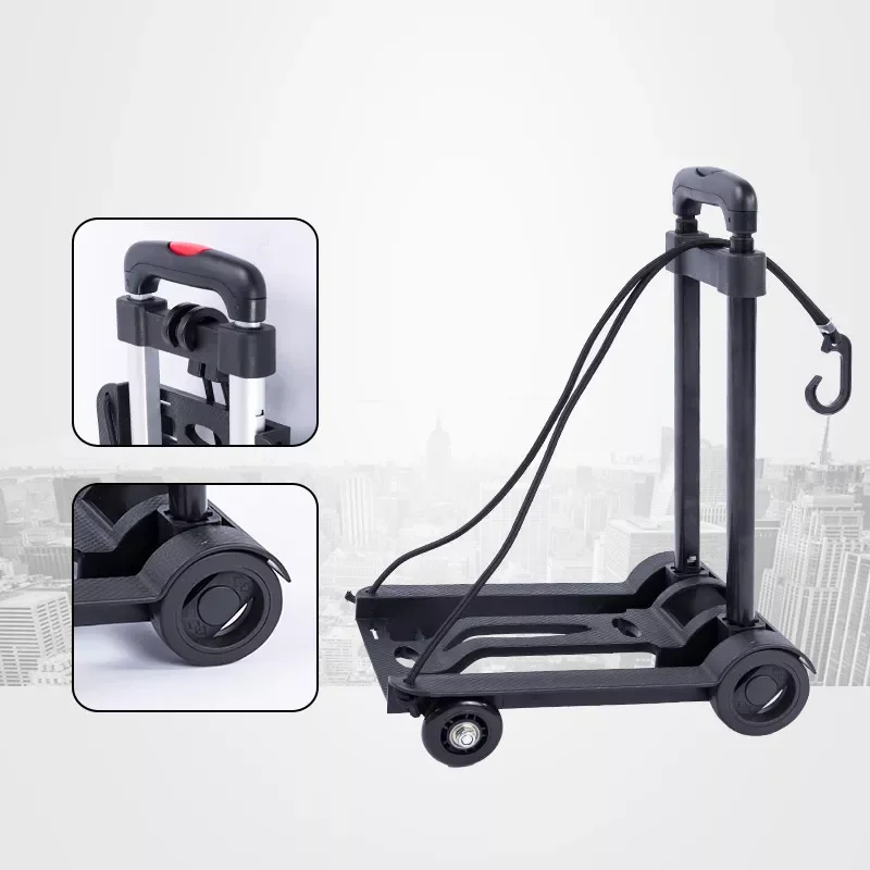 

Foldable Trolley Lightweight Auxiliary Cart With Wheels Home Minivan Supermarket Grocery Shopping Cart Storage Cart