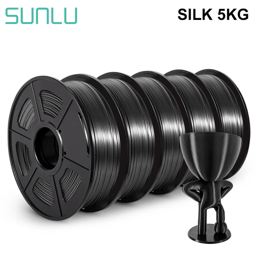 

SUNLU SILK PLA Filament 5KG 5PCS Silky Printing Effect For 3D Printer Printing Material 1KG/2.2LBS Spool Tolerance +/-0.02mm