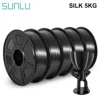 SUNLU SILK PLA Filament 5KG 5PCS Silky Printing Effect For 3D Printer Printing Material 1KG/2.2LBS Spool Tolerance +/-0.02mm 1