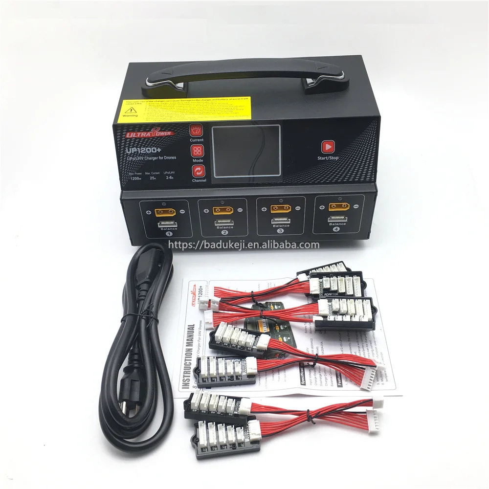 

UltraPower UP1200+ 25A UAV/Agricultural Drone Fast Balance Charger With Display Screen For 8 Channel 2-6S LiPo LiHV Battery