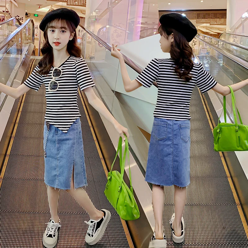 

Новый комплект одежды для девочек 4, 5, 6, 7, 8, 10, 12, 14 лет, летний комплект одежды для маленьких девочек, топы и брюки, комплект из 2 предметов, пов...