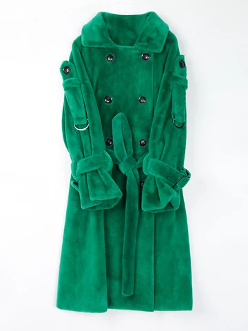 Nerazzurri Длинный пушистый женский тренч из искусственного меха 2020 с поясом Двубортный розовый белый зеленый плюс размер зимняя мода. шуба искусственная длинная. пальто теплое женское.эко шуба женская оверсайз 7xl