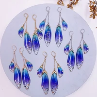 handmade clear resin butterfly earrings for women girl fairy flake rhinestone foil simulation wing drop earrings wedding jewelry